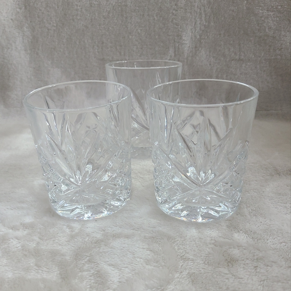 3 Cut Glass Tumblers - 4"tall x 3¼ - web, star